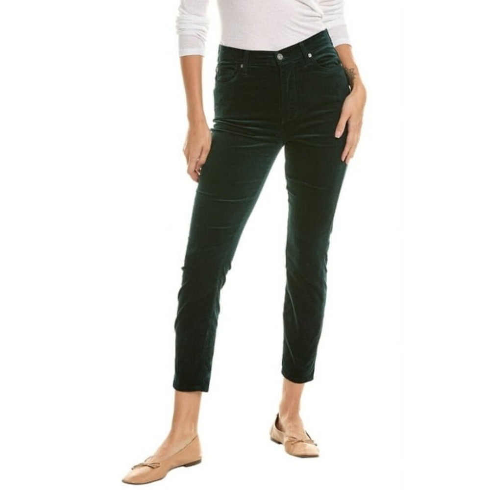 7 For All Mankind Dark Green Skinny Ankle Jeans